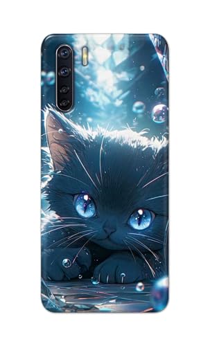 Image of Printed Hard Back Cover Case for Oppo F15 | Oppo F15s | Oppo A91 | Oppo Reno 3 4G Back Cover (Cute Cat) -1111
