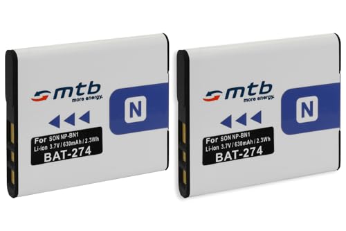 2X Batteries NP-BN1 Compatible avec Sony Cyber-Shot DSC-W710, W730, WX80, WX200