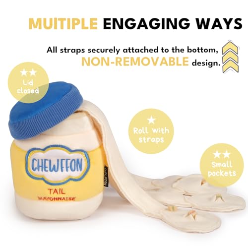 CHEWFFON Hundespielzeug, Interaktives Mayonnaise Jar Puzzle, Schnüffelspielzeug zur geistigen Stimulation, Verstecken Knistern Spielzeug für alle Hundegrößen