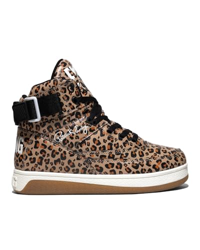 Ewing Patrick Athletics Women's 33 HI Orion Leopard Sneakers – Retro Hybrid Design, Vegan Upper; Size 8.5W