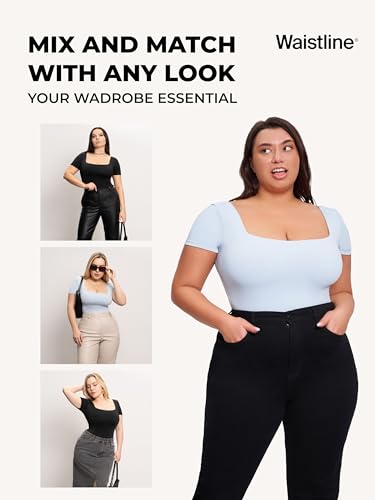 WAISTLINE Women's Short Sleeve Bodysuit - Seamless Tummy Control Shapewear - Body Sculpting & Shaping T Shirt
