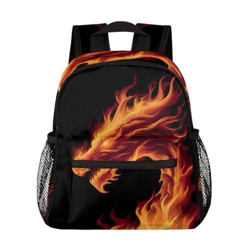 cfpolar Mochilas infantis para meninos, pré-escolar, jardim de infância, ensino fundamental, B - Dragão animal do oceano preto, Medium