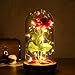 Produktbild OSALADI Schöne und das Biest Rose erhalten romantische Rose verzauberte Rose mit LED-Licht in Glaskuppel auf Holzsockel für Muttertag Valentinstag Hochzeitstag