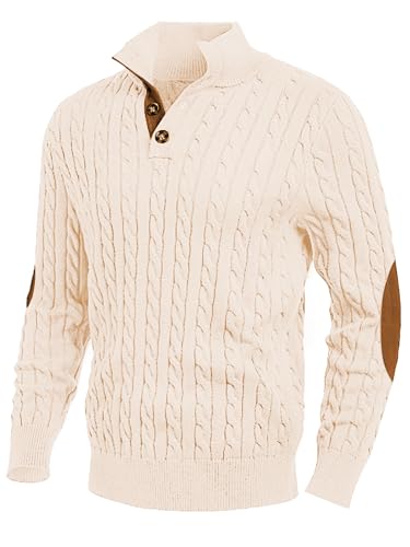 JMIERR Men's Cable Knit Pullover Sweater Casual Long Sleeve Essentials