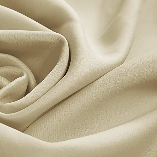 Image of Deconovo Polyresin Solid Rod Pocket Curtain, 7 Feet, Beige