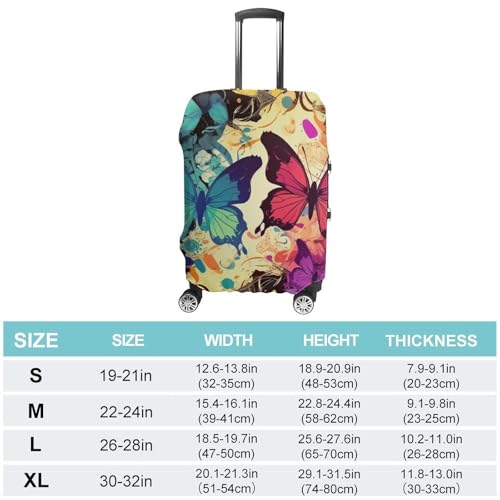 Colorful Butterfly Pattern Elastic Luggage Cover Suitcase Protector for 19-32 Inch Suitcases | Universal Stretchable Travel Bag Cover | Anti-Scratch, Washable with Zipper Closure S2
