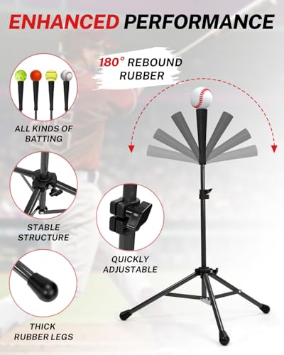 Image of Gonex Baseball Batting Tee for Kids Women & Men Travel Tee Ball Tripod for Baseball Practice Training Aid, Softball T-Ball Hitting Tee for Youth & Adult, Collapsible Portable, with Carrying Bag