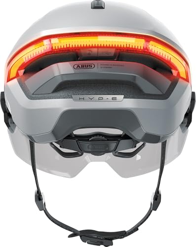 Miniatura 6 de Abus Casco De Bicicleta Hyp-E Ace, Con Luz Delantera, Luz Trasera E Intermitente, Con Visera Y Orejeras, También Apto Para E-Bikes Y S-Pedelecs, Para Hombres Y Mujeres, Talla M, Plateado