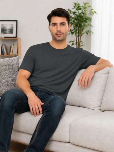 Image of KEEPSHOWING Mens Oversized Short Sleeve T-Shirts Cotton Loose Fit Tees