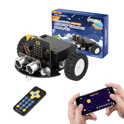 ACEBOTT Robotics for Kids Ages 8–12 12-16, Smart Robot Car Kit Compatible with BBC Micro:bit V2, STEM Toys Coding Robot Kit Compatible with Lego, Gifts for Kids and Teens(Not Included Micro:Bit)
