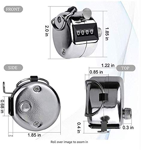 Rormket Pack Of 2 Metal Hand Tally Counter Clicker, Handheld Tracker Manual Counter Clicker With Metal Finger Ring Sliver #TOP1