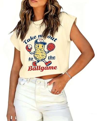 Image of Baseball Shirts Women Baseball Mom Tshirt Funny Ballgame Graphic Tee Game Day Fan Gift Casual Short Sleeve Crop Tops