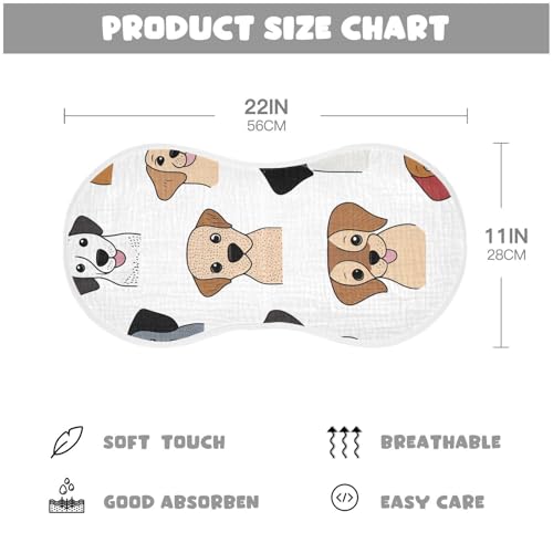 Bolaz Baby Burp Cloths 2 Pack,Various Dog Pattern,Feeding Cloths Face Towel Super Absorbent Soft Cotton Burping Rags Feeding Bibs3