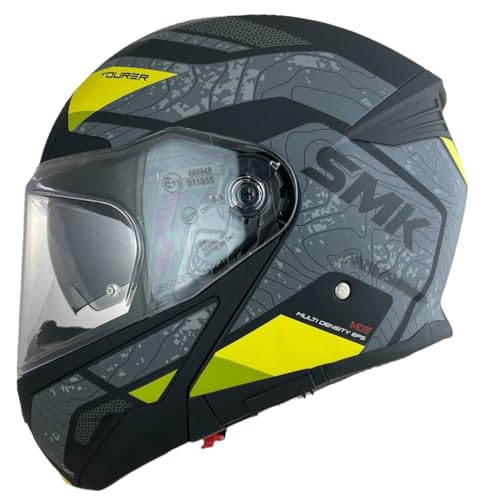 SMK Helme GULLWING Navigator Modularhelm, Schwarz, Gelb und Grau, Zulassung 22.06, mit Doppelvisier, P/J (2XL 63/64)