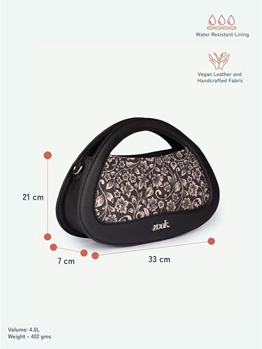 Image of ZOUK Nadia Sling Bag for Women - Stylish Crossbody with Cutout Top Handle | Handcrafted Shoulder Bag with Multiple Pockets & Water-Resistant Lining | Formal & Casual Use |