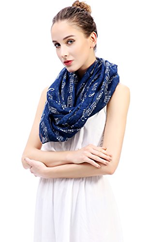 Lina & Lily Musical Note Print Women's Infinity Scarf Lightweight2