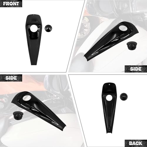 Image of Motorcycle Smooth Dash Fuel Console with Gas Tank Cap Covers Fit for Harley Touring Electra Glide FLHT Road Glide FLTRX Street Glide FLHX 2008-2023 Black