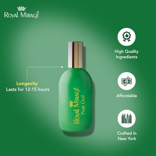 Image of Royal Mirage Pure Oud Eau De Cologne | Long-Lasting Unisex Perfume | Oud, Leather & Saffron Notes | Bold & Captivating Luxury Fragrance | Exotic & Sophisticated Scent | Gift for Men & Women | 120ml