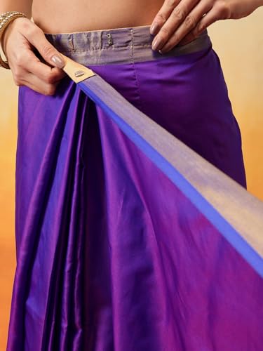 Image of Amazon Brand - Anarva Pattu Art Silk Woven Ready To Wear Saree Pink