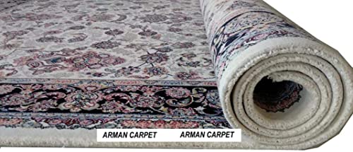 Image of High Density Export Quality Classical Pure Silk Carpet for Your Hall & Living Room 10 X1 3 Feet (90x150 cm) Ivory Multi