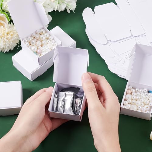 OLYCRAFT 100Pcs Mini Cardboard Boxes 5.5x5.5x2.5cm White Cardboard Present Boxes Jewelry Kraft Box Small Corrugated Mailer Boxes Mini Boxes for Present Wrapping Packaging Small Items - Image 3