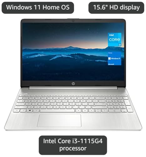 Image of HP 15 Notebook, 15.6 inch HD Screen Laptop, Intel Core i3-1115G4, 32GB DDR4 RAM, 1TB SSD, Webcam, HDMI, Wi-Fi, Windows 11 Home, Natural Silver (Renewed)