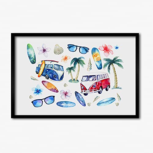 Tableau moderne 60x40 cm Symboles De Surf pour illuminer votre salon d'été