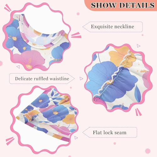 KLL The Garden Tricolor Pansy Flower Toddler Girls Party Dress Casual Sundress Summer Clothes O Neck3