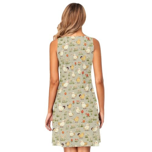 Image of ALAZA Women's Summer Dress Sun Dress Sleeveless with Pockets