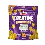 BIG - Gominolas de Creatina Monohidrato Creapure Sabor a Melocotón Acido, 90 Gummies para Entrenamiento de Fuerza y Masa Muscular, Textura Suave, Megadosis 4.5g por toma (45 tomas)