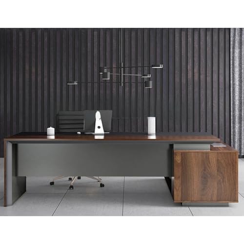 Image of Lakdi The Furniture Co Director & Executive L-Shape Table Luxury Modern Design CEO Office Desks with MDF with Laminate, Side Unit Storage & 3 Drawer, WireManager - LDL-579