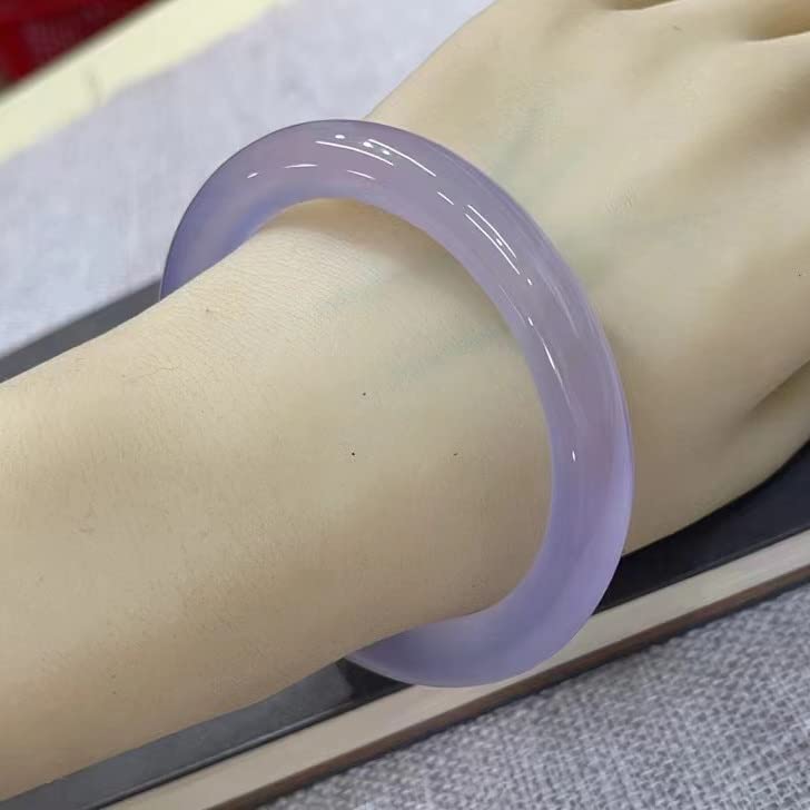 TOMYEUS Violet Jade Bangle Purple Jadeite Jades Stone Round Bangles Bracelet Women Jewelry-Green