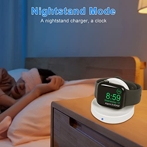 Charger Stand for Apple Watch,Portable Magnetic Wireless Charging Dock with Charging Cable,Support Nightstand Mode, Compatible with Apple Watch Series SE/7/6/5/4/3/2 (White)