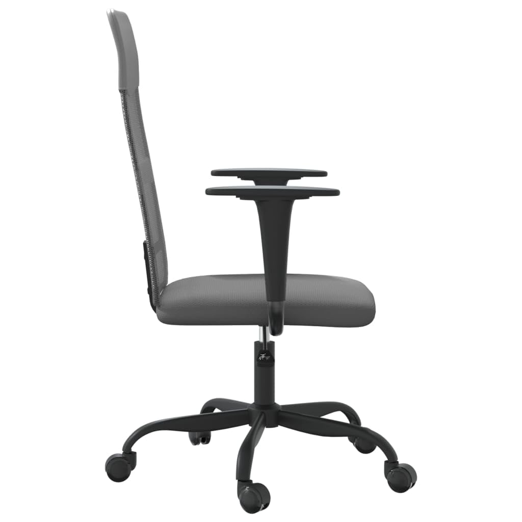 Höhenverstellbarer Bürostuhl Grau mit Netzstoff und Kunstleder, Ergonomischer Dreh- und Chefsessel für Homeoffice, Büro, Gaming, mit Armlehnen, Rückenlehne, Kopfstütze, Wippfunktion
