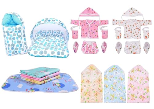 Image of Toddylon New Born Baby Essentials Kit Combo Set | 19 in 1 Baby Combo Pack | New Born Baby Set 0-6 Months | Hospital Bag Kit | Baby Clothes, Bedding & Accessories | Newborn Gift Set (Blue)