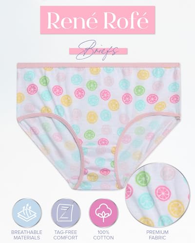 Rene Rofe Girls' Underwear - 7 Pack Soft Breathable Cotton Underwear - Comfort Brief Panties for Girls (S-XL)2
