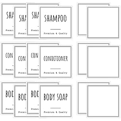 Dispensador De Shampoo Para Regadera Segbeauty Etiquetas Impermeables para Baño, 6 Piezas en Blanco para Escribir a Mano y 12 Piezas Preimpresas conShampoo,Conditioner,Body Soap, para Dispensadora de Champú y Acondicionador Gel de Baño