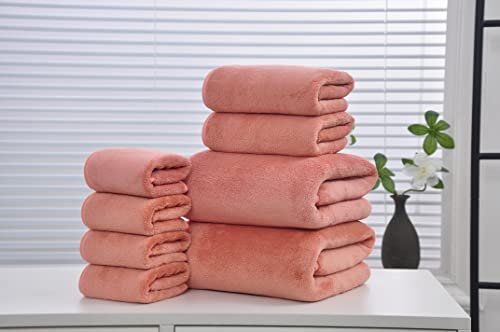 Nd Ultra Soft Towel Set - Quick Drying - 2 Bath Towels 2 Hand Towels 4 Washcloths - Microfiber Coral Velvet Highly Absorbent Towel For Bath Fitness, Bathroom, Sports, Yoga, Trave (Orange) #TOP3