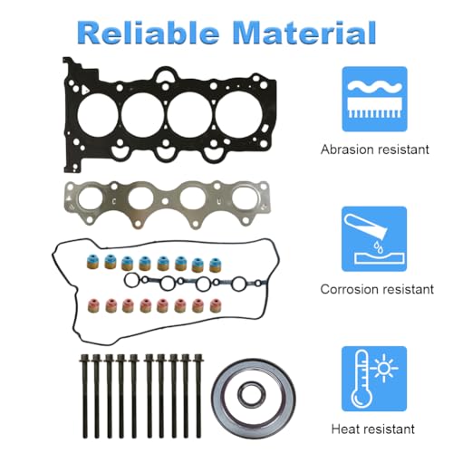 Image of Cylinder Head Gasket Set with Bolts Compatible with Hyundai Accent Elantra Sonata Tucson Veloster Kia Rio Soul 1.6L L4 2012-2019 Replacement for HS26554PT HS55010