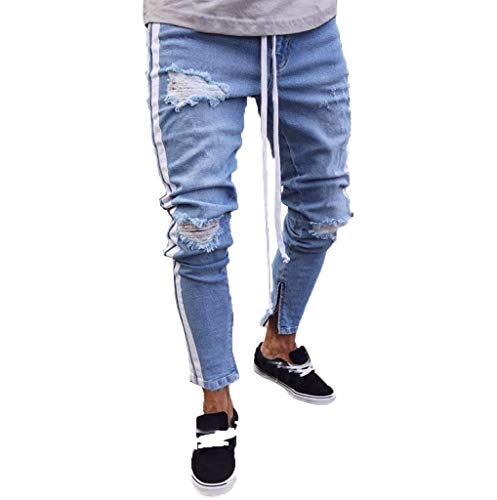 Preisvergleich Produktbild Herren Jogging Hosen Jogginghose Mit Streifen Pants Festlich Bekleidung Joggerhose Jogger Jogging Hose Fitness Sport Freitzeithose Slim Fit Hosen Sweatpants Stripe Pants (Color : Blau, Size : 2XL)