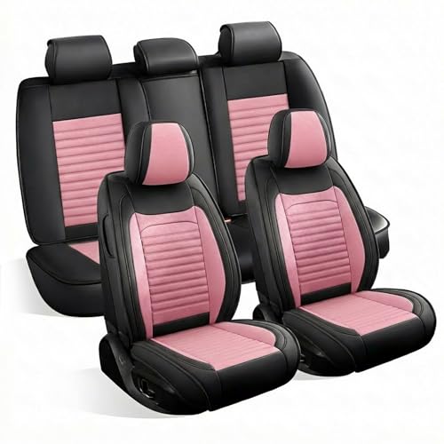 Image of Car Seat Covers Full Set Fit for Hyundai Kona /Kona Electric Faux Learher Waterproof Seat Covers 5 Seats Comfortable Breathable Anti-Slip Seat Protectors(Blackpink,Full Set)