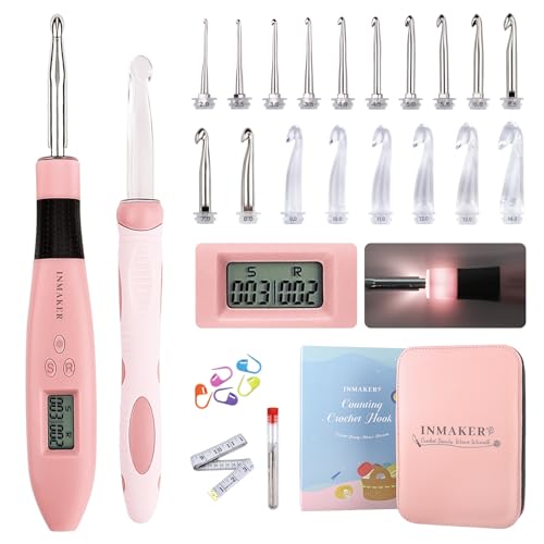 INMAKER Light up Crochet Hook Set, 18in1 Lighted...