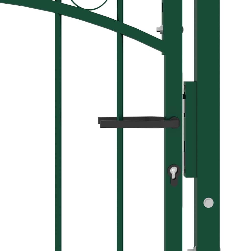 vidaXL Puerta de Valla EMMEN con Arco Superior Cancela Valla Verja Patio Entrada Exterior Cerca Cerradura Robusta Estable Duradera Acero Verde 100x86 cm