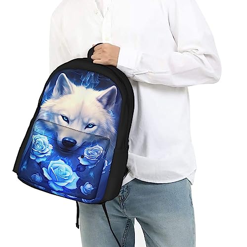 Galaxy Wolf Rose Girls Backpacks School kids Bookbag Children Travel Shoulder Bag Casual Daypack 17 Inch Plus Laptop Bag for Unisex Teens Women Boys2