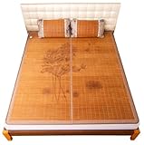 Alfombra de bambú de verano reversible para playa, para el hogar, ropa de cama plegable, ropa de cama fresca para dormitorio, 1,2 x 1,9 m, cubierta de suelo ecológica
