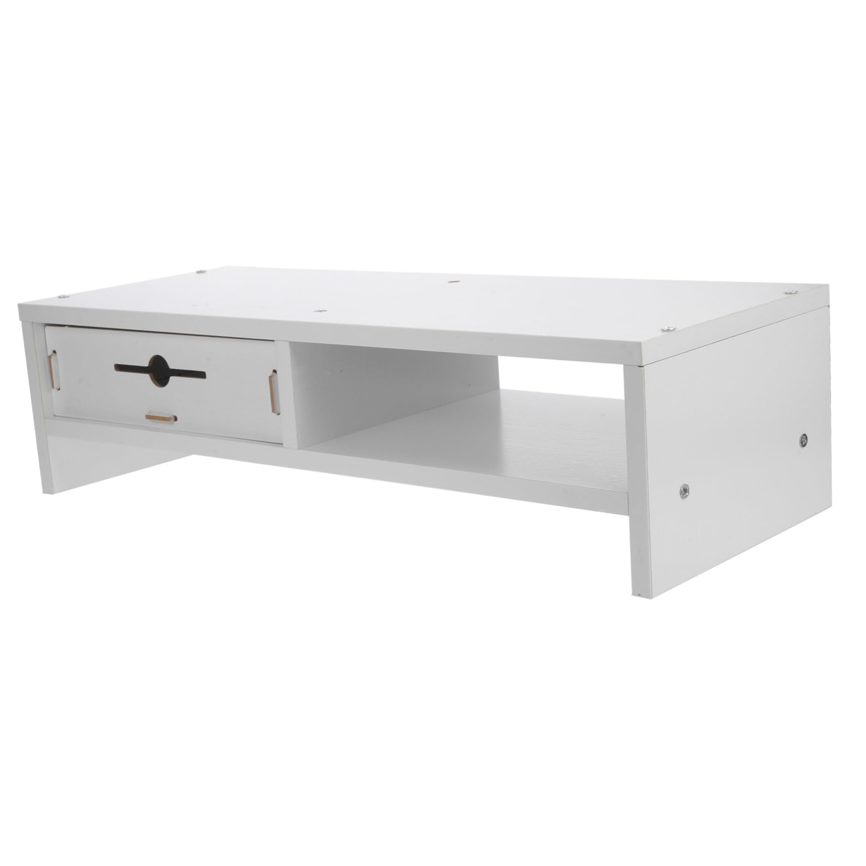 Tofficu Monitor Stand Computer Organizer Computer Heightening Base Video Media Stand Desk Riser Adjustable Laptop Stand Desktop Computer Desk Stand With Drawer White Wood Booth Office