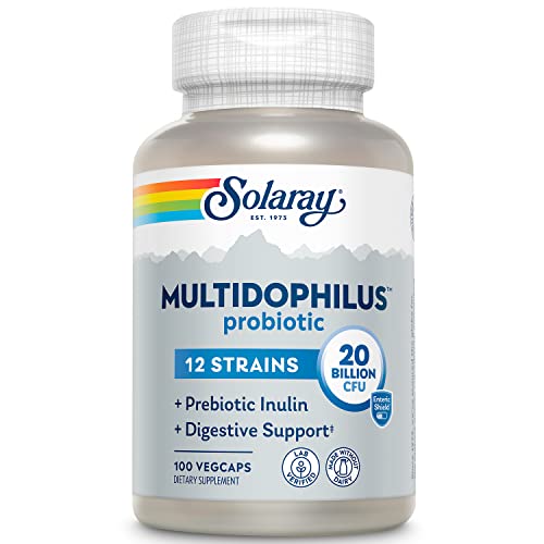Solaray Multidophilus 12 Strain Probiotic | 20 Billion CFU | Healthy Gut Support | 50 Servings | 100 Enteric VegCaps