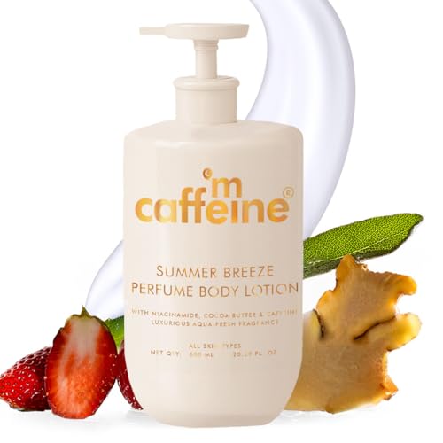 Image of mCaffeine Summer Breeze Perfume Body Lotion| Niacinamide, Cocoa Butter & Shea Butter For Deep Moisturization | Lightweight, Non-Sticky | Aqua-Fresh Beachy Fragrance | Body Lotion For Dry Skin - 600ml