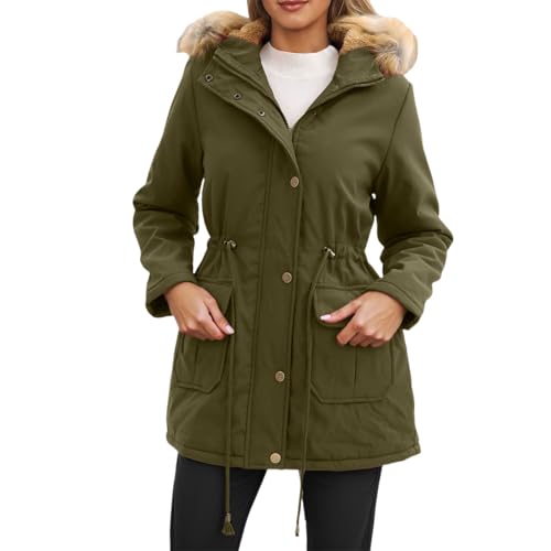 Manteau d'hiver chaud femme contre le vent : veste polaire mi-longue Generisch