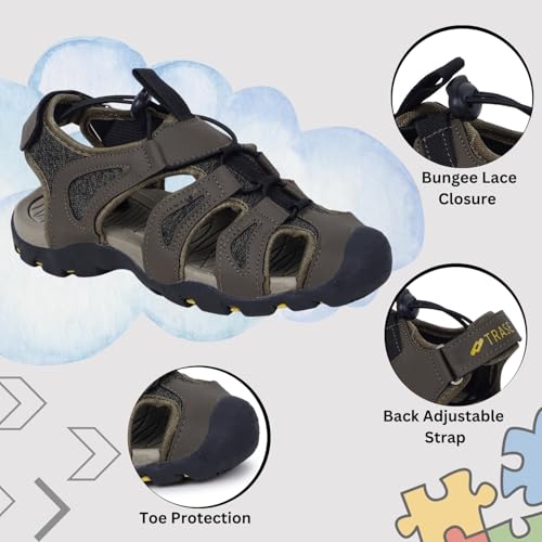Image of TRASE Fisherman Sandals for Kids | Anti-Skid Comfortable Footwear for Boys | Adjustable Hook and Loop Closure | Flexible & Lightweight with Toe Protection